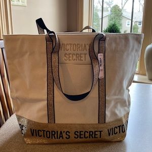 Victoria’s Secret Canvas Gold Tote NWT